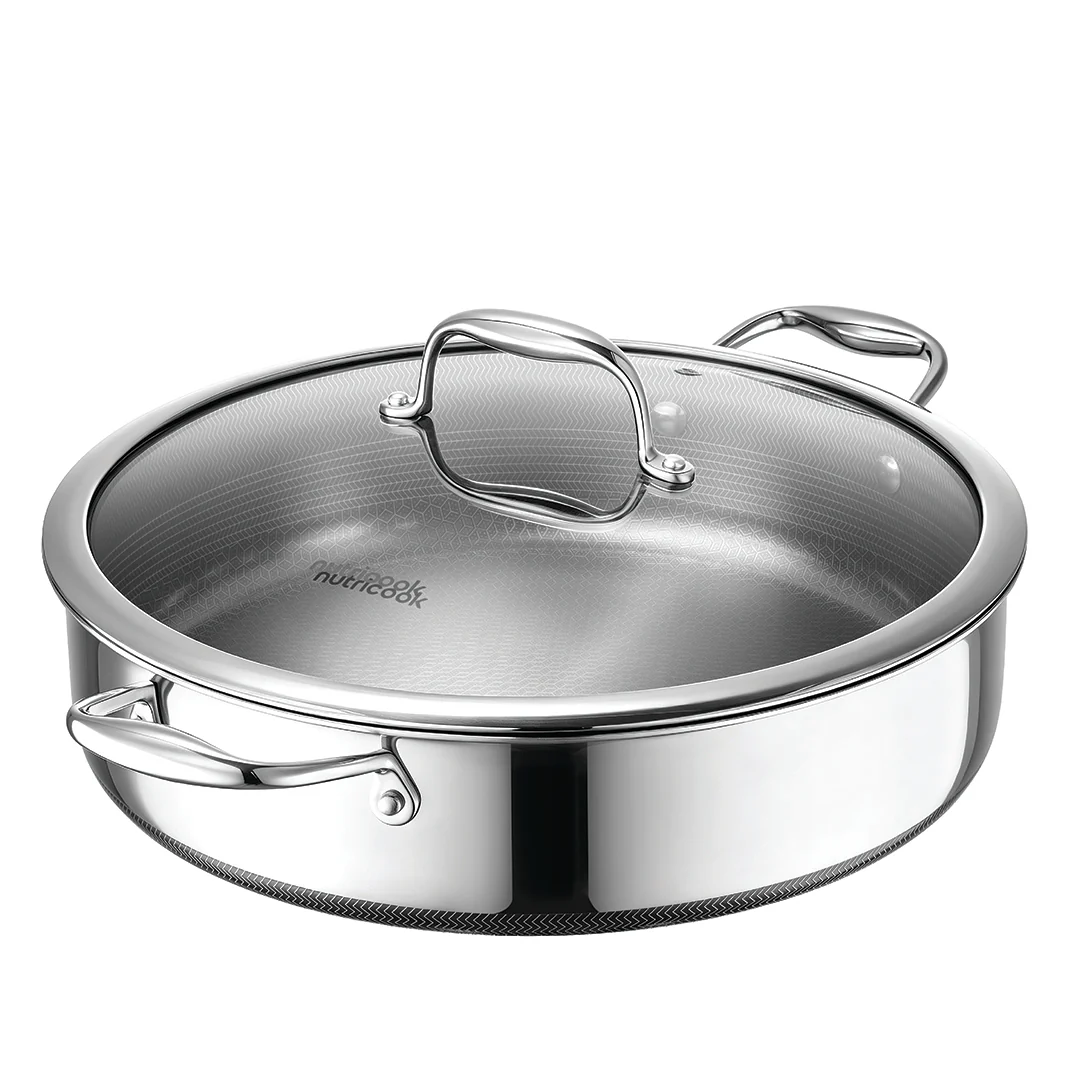 Eterna Tri-Ply 30cm Low Pot with Lid (Kadai)