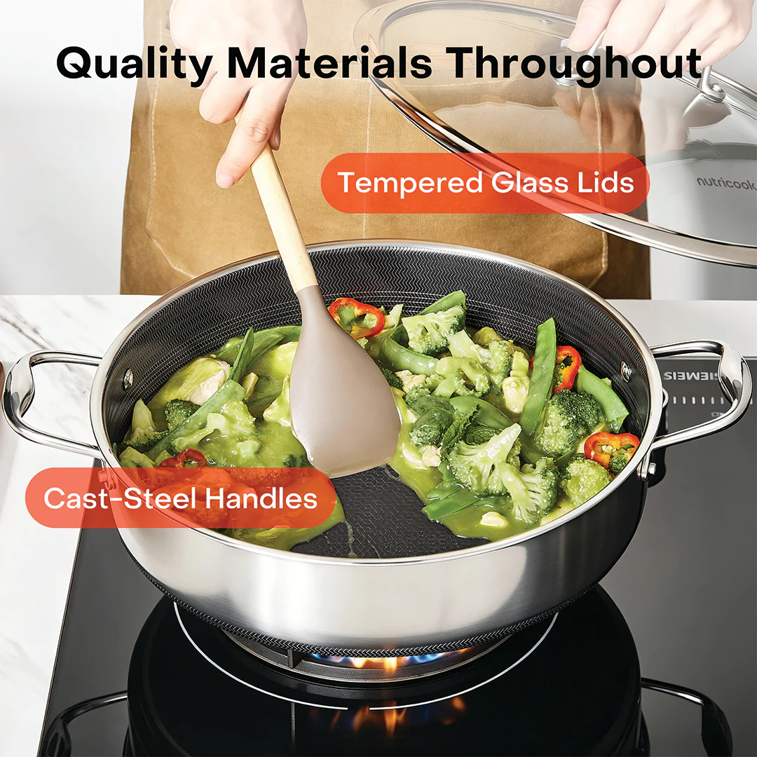 Eterna Tri-Ply 30cm Low Pot with Lid (Kadai) - Image 8